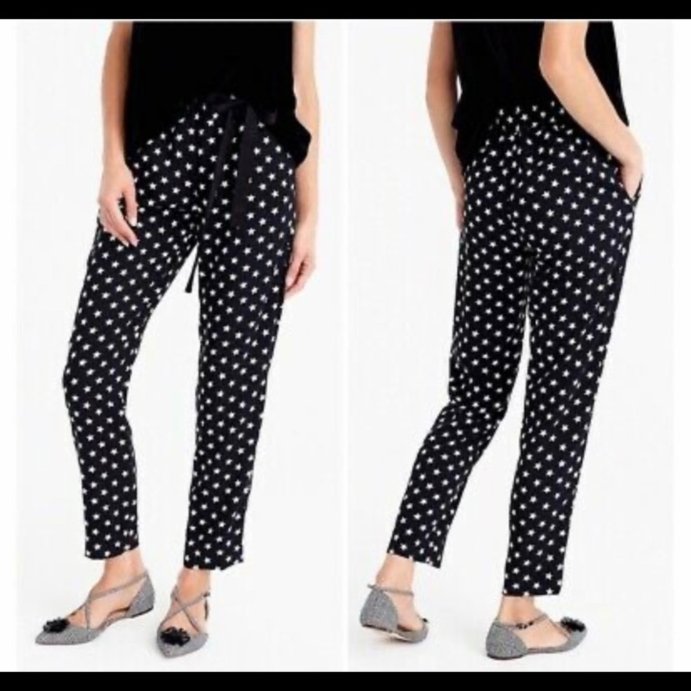 J. Crew Tie-Waist Pants in Star-printed